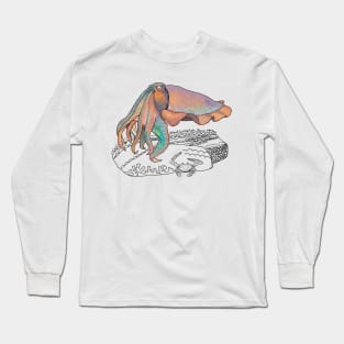 Giant Cuttlefish Doodle-white Long Sleeve T-Shirt